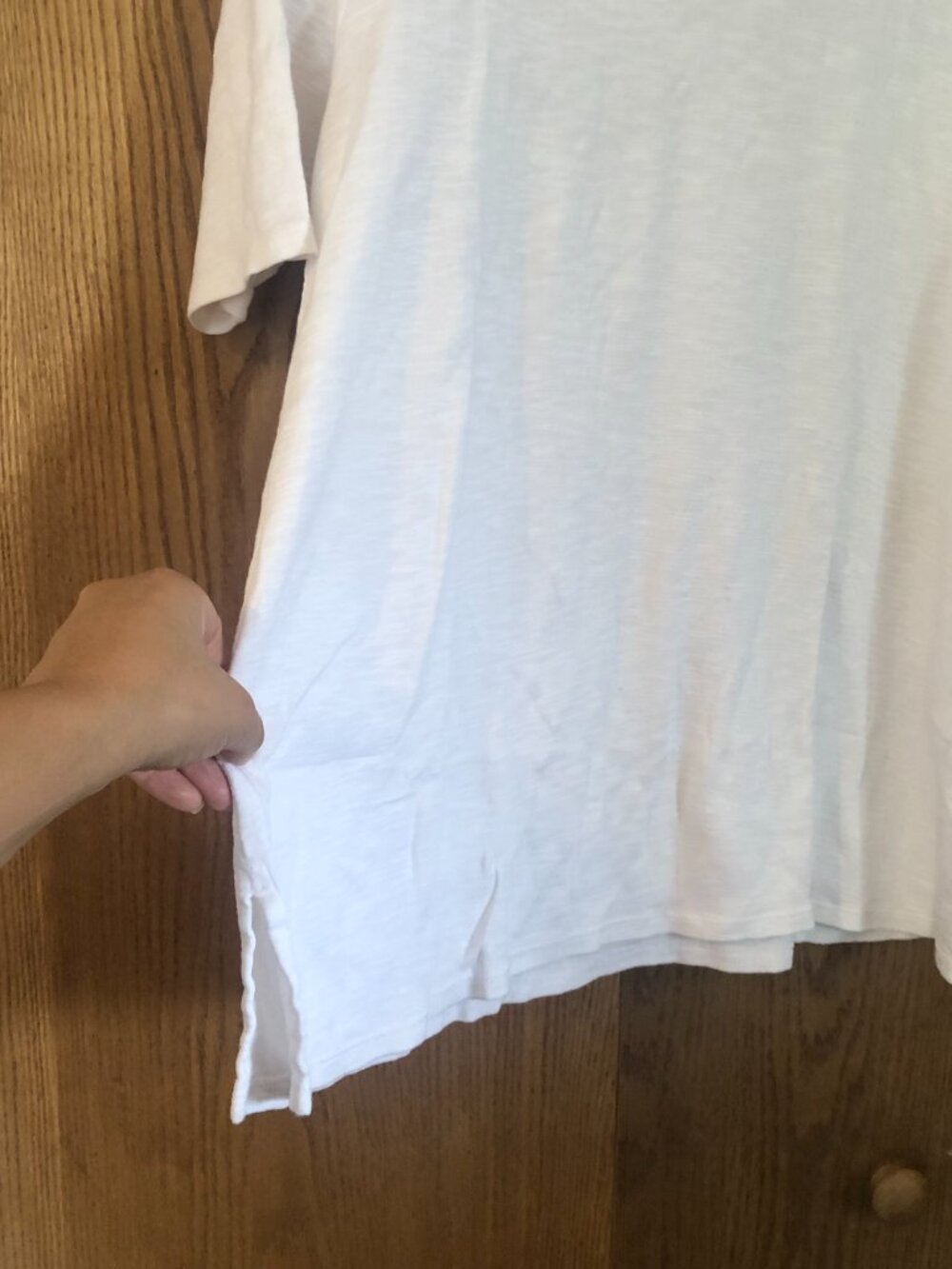 J.Jill M Pima-Slub Scoop-Neck Side-Slit Tee Shirt Top White 100% Pima Cotton - Picture 3 of 4